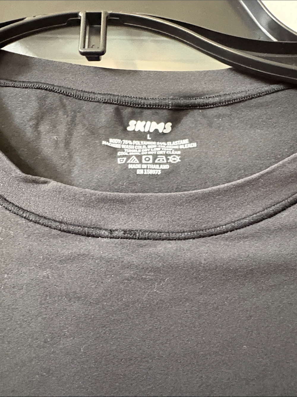 Skims fits everybody Long Sleeve grey/Black Bodycon Dress crewneck-size L-NWT - Picture 3 of 4